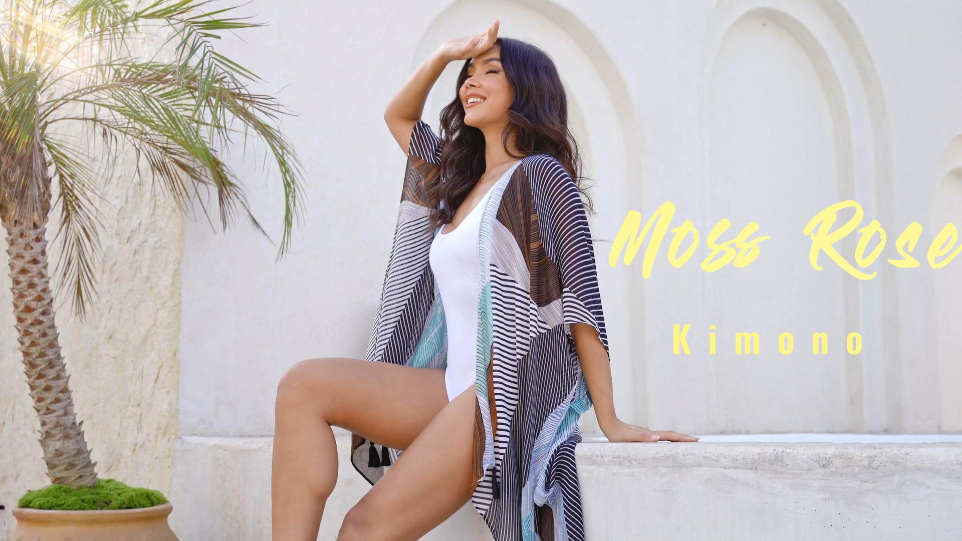 Moss Rose Women's Beach Cover up Swimsuit Kimono with Bohemian